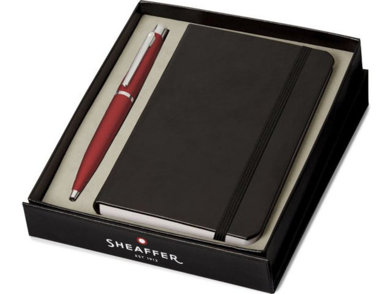 Sheaffer VFM Excessive Rood chrome plated balpen met A6 notebook