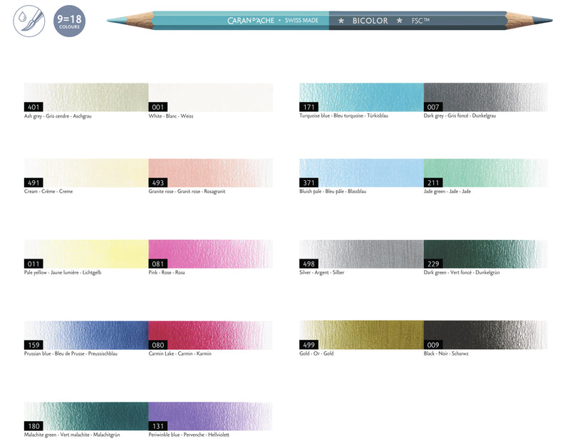 Caran d'Ache Alpine Frost Bicolor Kleurpotloden set