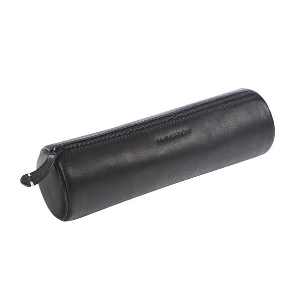 Maverick Lederen Pen etui Rond Zwart Large