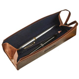 Maverick lederen pen etui bruin uitvouwbaar