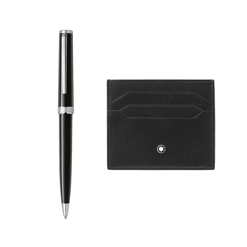 Montblanc set Pix balpen zwart + Meisterstuck cardholder 6CC zwart