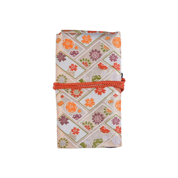 Nakaya Kyoto ”Nishijin Textile” Pen Pouch for 5 pens (White fabric) 