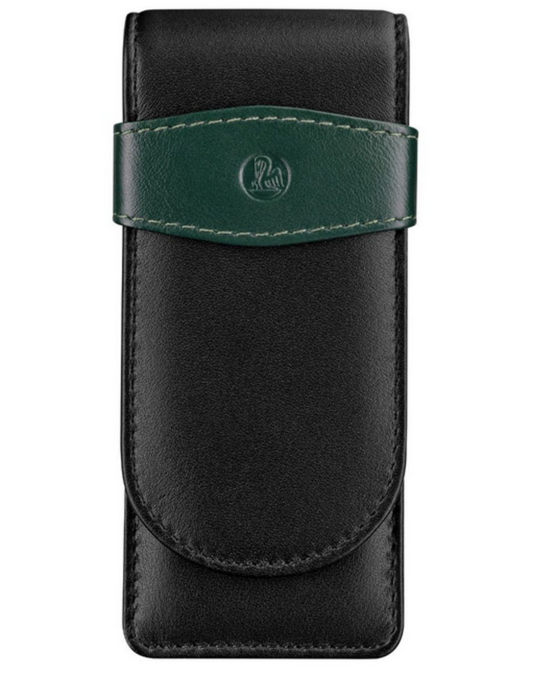 Pelikan Black and Green Lederen Etui voor 3 Pennen