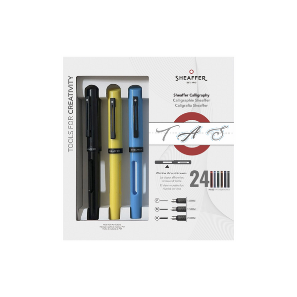 Sheaffer Kalligrafie Vulpen Maxi – Zwart, Blauw, Geel - Fijn / Medium / Breed