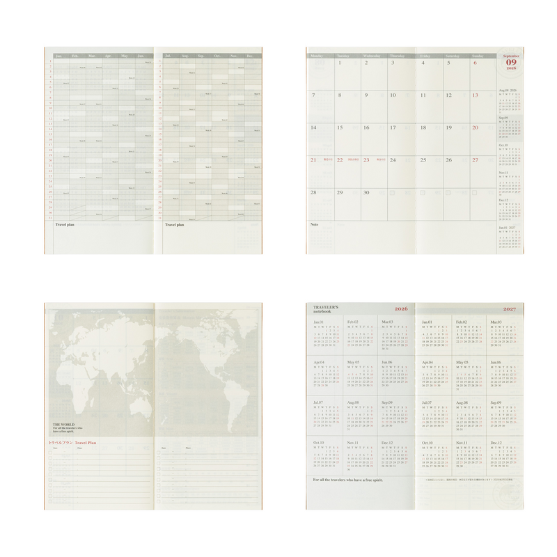 Traveler's Company Navulling 2026 Monthly Diary Regular