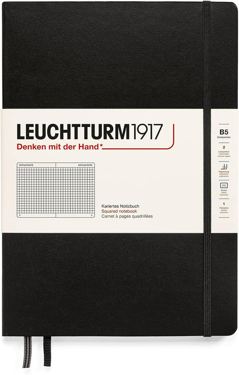 Leuchtturm1917 notitieboek Hardcover Composition B5 geruit zwart