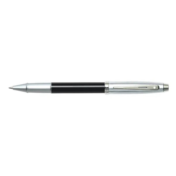 Sheaffer 100 Glossy black barrel brushed chrome cap nickel plated rollerbal