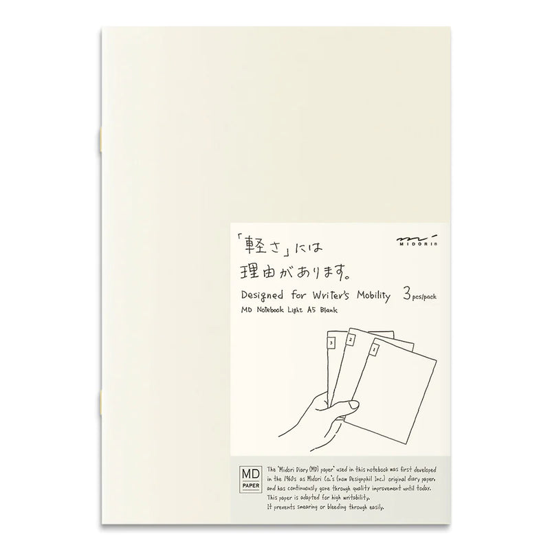 Midori MD Notebook Light A5 Blank 3-pack
