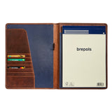Maverick lederen A4 schrijfmap bruin met blocnote