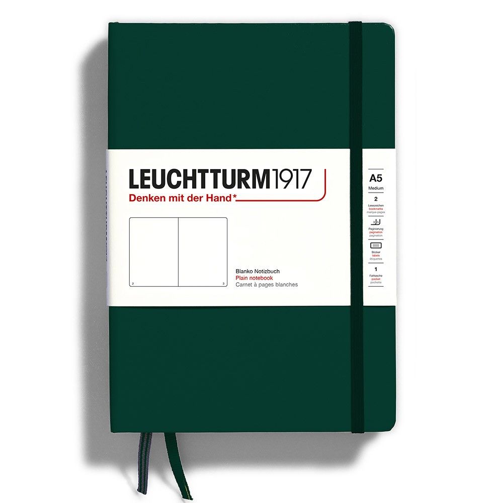 Carnet Leuchtturm1917 Medium A5 - 251 Pages Numérotées, Pointillés, Couverture Rigide Noir - Idéal Bureau Et Voyage