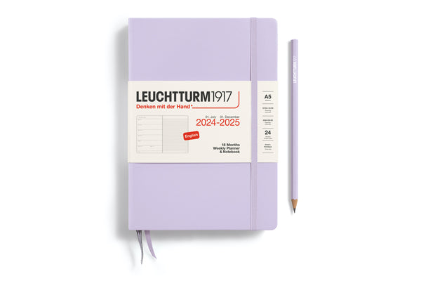 Leuchtturm1917 Agenda 2024-25 18M Hardcover Medium (A5) Weekly Planner/Notebook Lilac