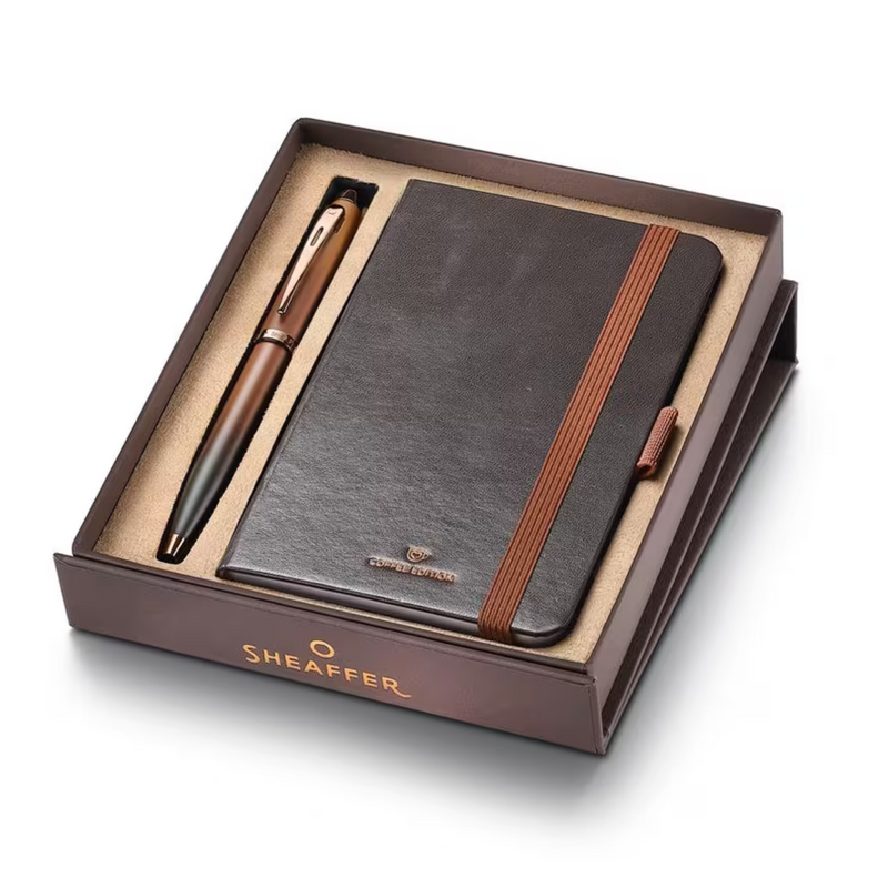 Sheaffer 100 Coffee Edition balpen met A6 notitieboek - P.W. Akkerman Den Haag