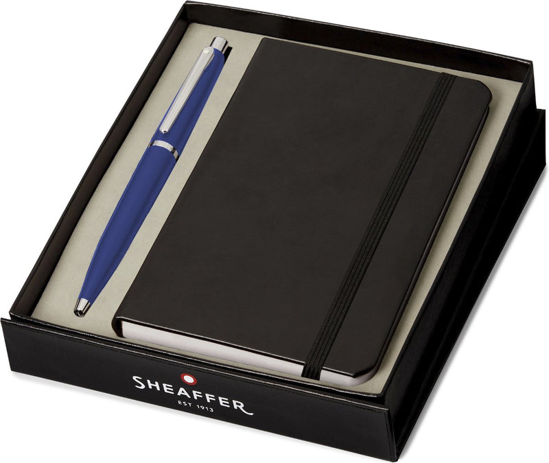 Sheaffer giftset Neon Blue Nickel balpen met A6 notebook